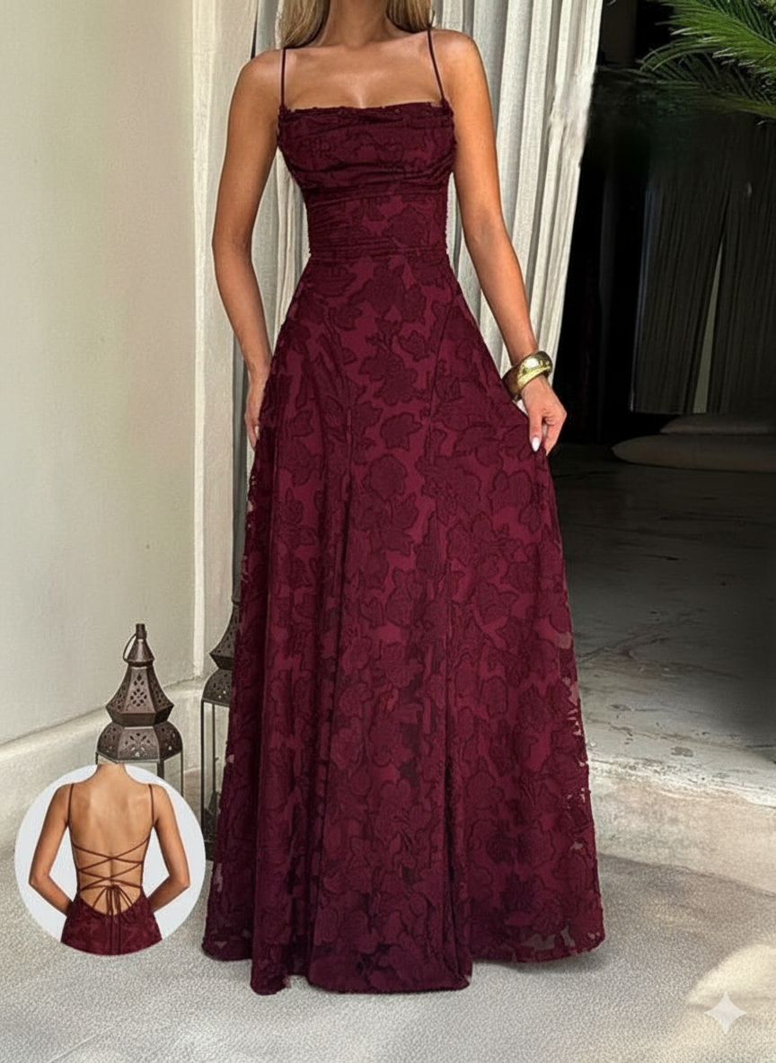 XENIA™ - Elegant Backless Lace Long Dress Fitted Design for Special Occasions &amp; Parties