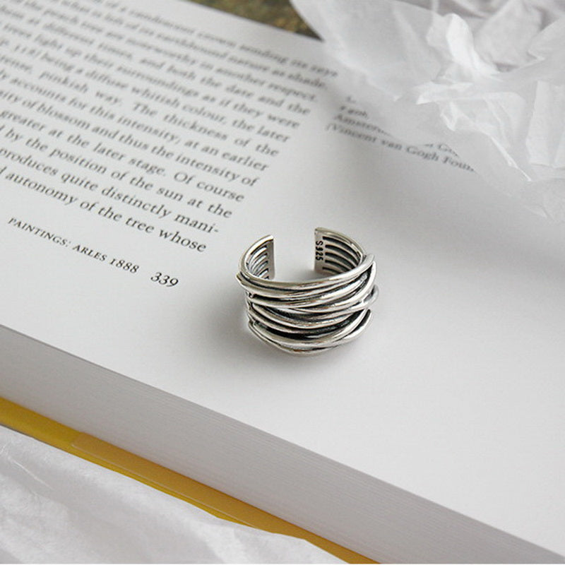Bague Ajustable en Argent à Couches