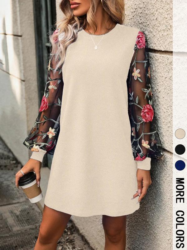 FLORA™ - Floral Embroidery Bishop Sleeve Dress for Parties &amp; Weddings