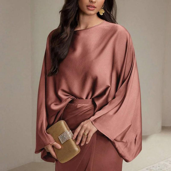 STELLA™ - Loose Shirt &amp; Lace-up Skirt Suit for Elegant Daily Wear