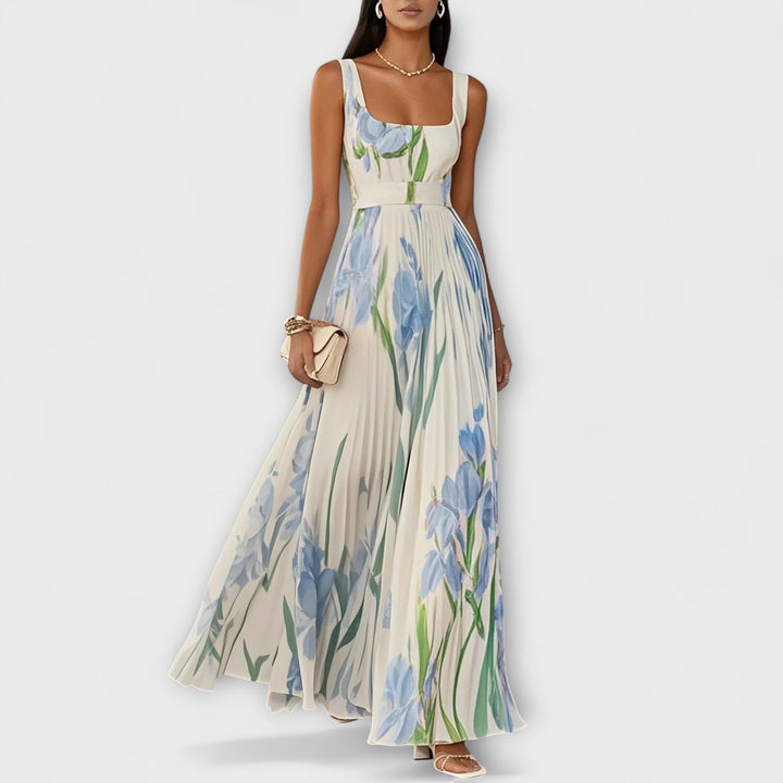SHARITO™ – Classic Elegant Square Neck Pleated Maxi Dress