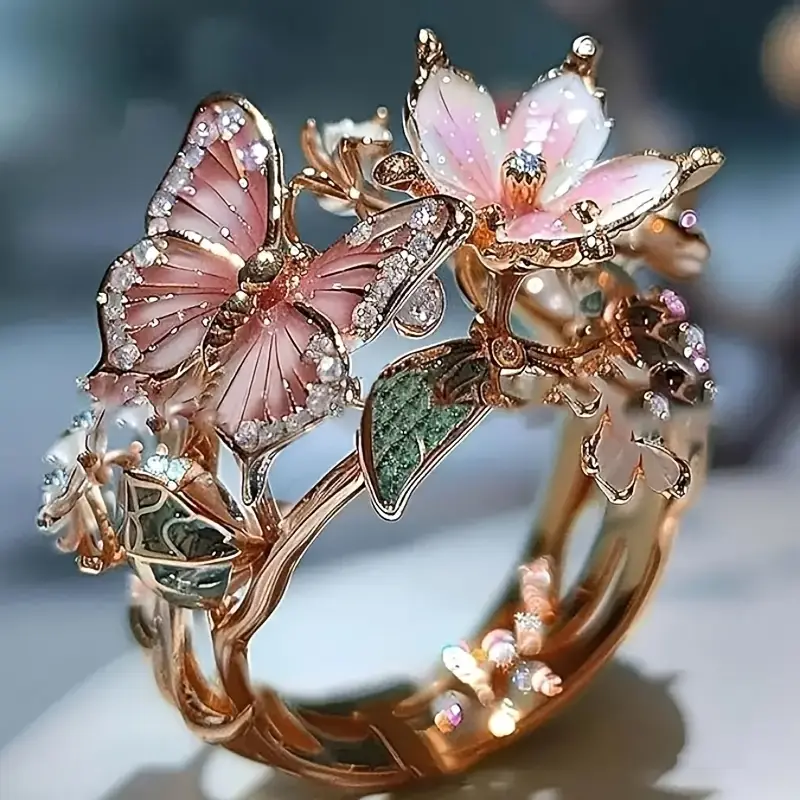 Bague en Zirconia en Forme de Papillon Nature Bright
